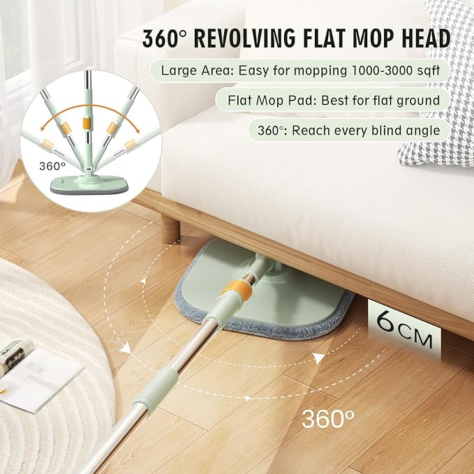 Square Mop and Bucket Especially for Dog&Cat Pet Hair Cleaning Mop Clean&Dirty Water Separation Mop System with Detachable Reusable Mop Pad Replacement 【Free shipping】