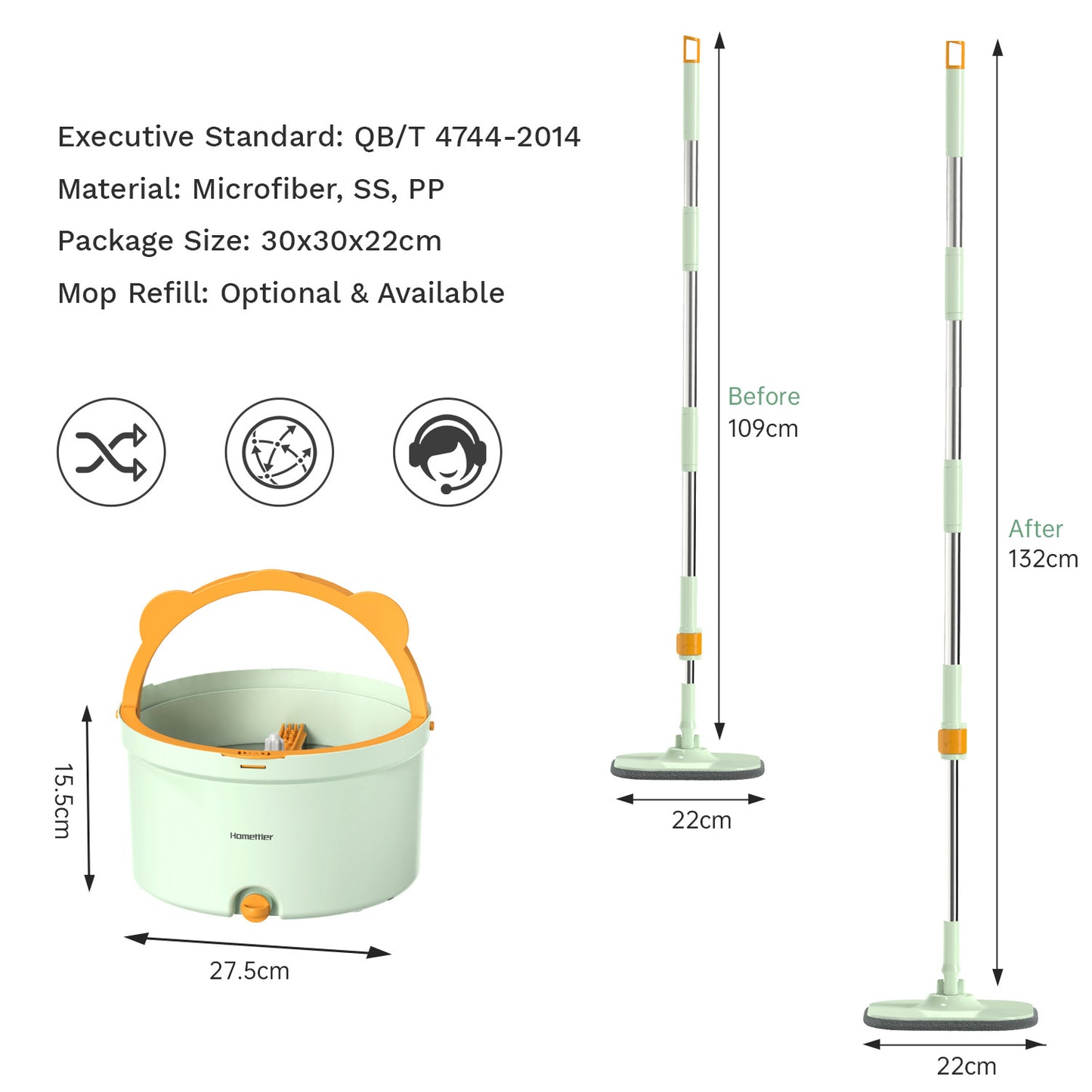 CW006 CoolMop Happy Flat Spin Mop and Bucket System Set