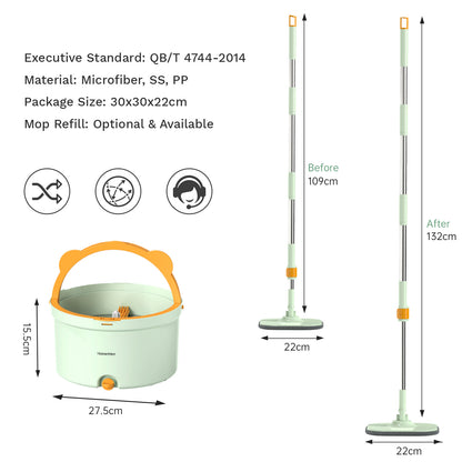 CW006 CoolMop Happy Flat Spin Mop and Bucket System Set