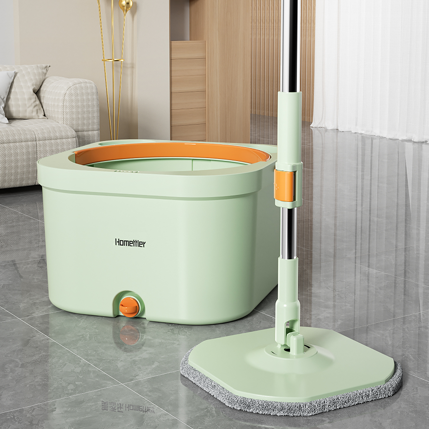 CW004 CoolMop Smile Flat Spin Mop and Bucket System Set with Wringer