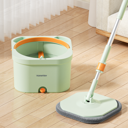 CW004 CoolMop Smile Flat Spin Mop and Bucket System Set with Wringer