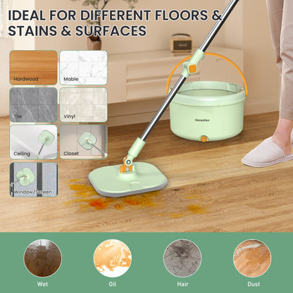 CW001 CoolMop Plus Flat Spin Mop and Bucket System Set with Wringer