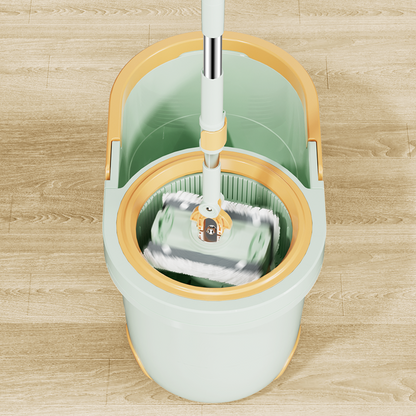 CM002 Magician Spin Mop 2-in-1 Flat & Round Mop Head with Wheels & Handles