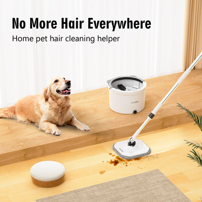 Circular mop and bucket, especially suitable for dog and cat pet hair cleaning mop cleaning and dirty water separation mop system, detachable and reusable mop pad replacement 【free shoping】