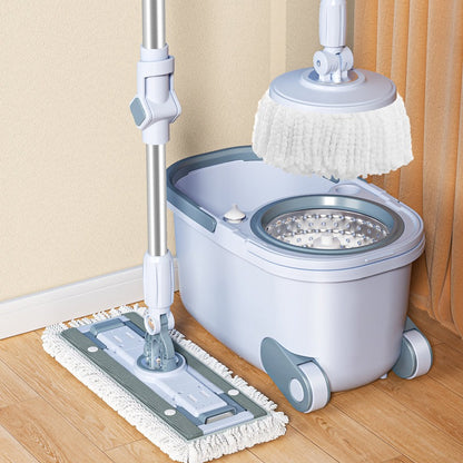 CM001 Magician Plus Spin Mop 2-in-1 Flat & Round Mop Head with Wheels & Handles