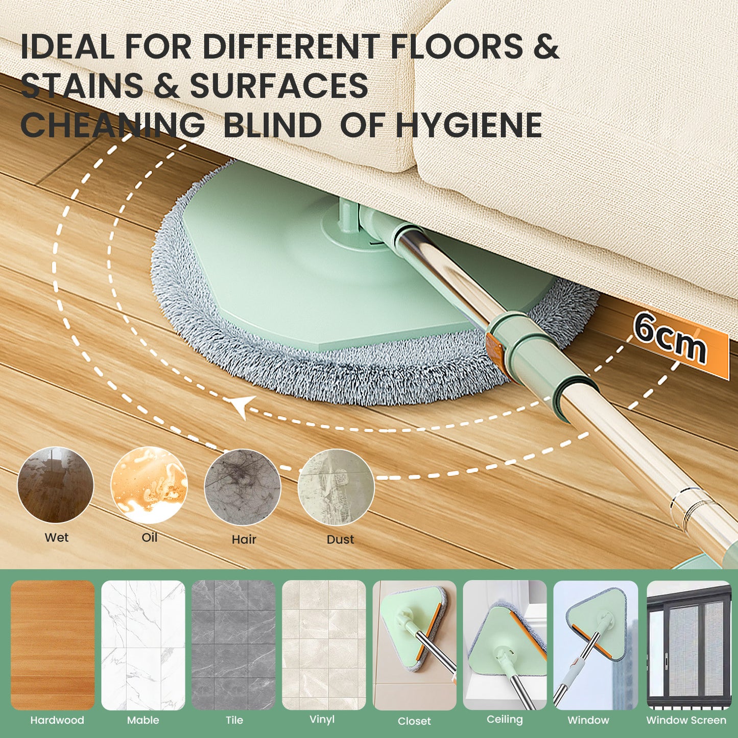 CW004 CoolMop Smile Flat Spin Mop and Bucket System Set with Wringer