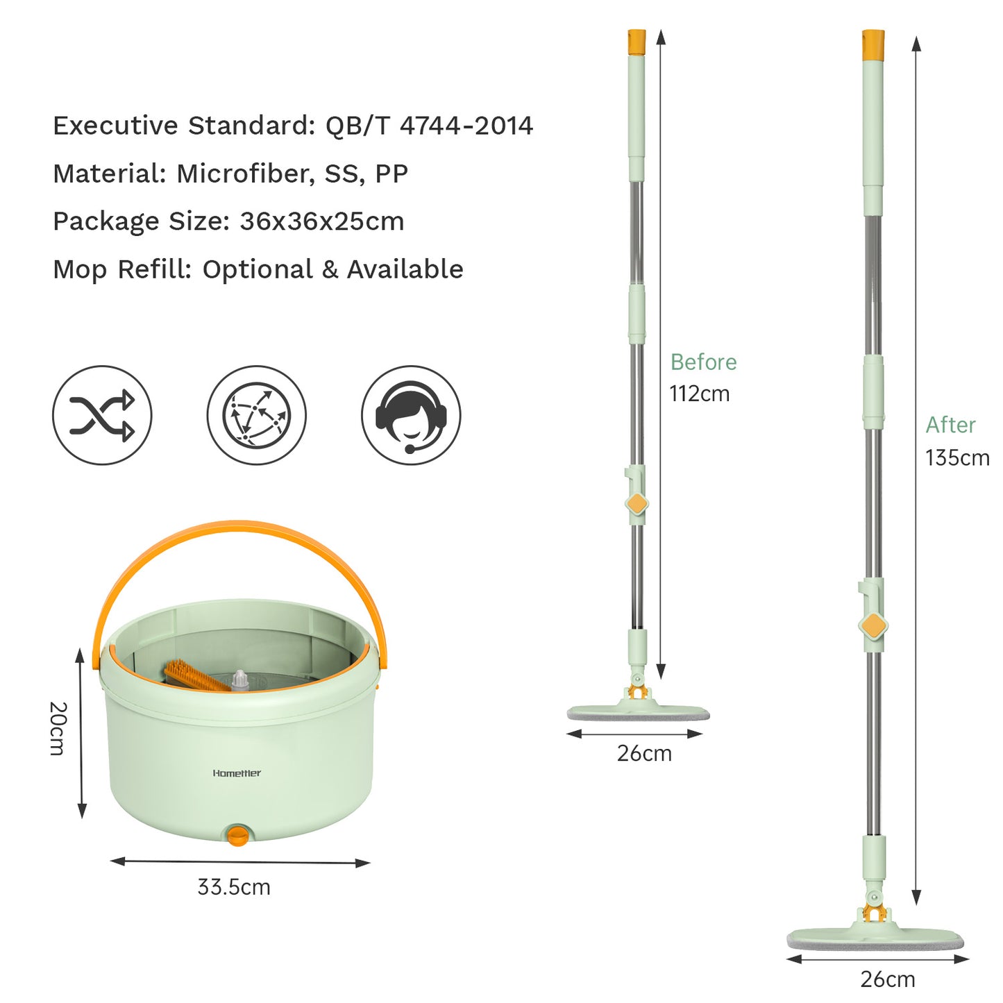 CW001 CoolMop Plus Flat Spin Mop and Bucket System Set with Wringer